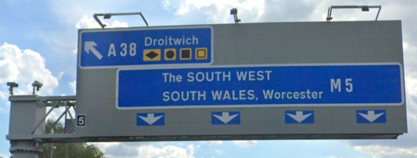 M5 motorway exit sign, junction 5